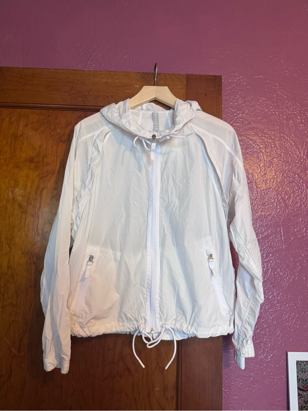 Athleta White Hooded Windbreaker Jacket